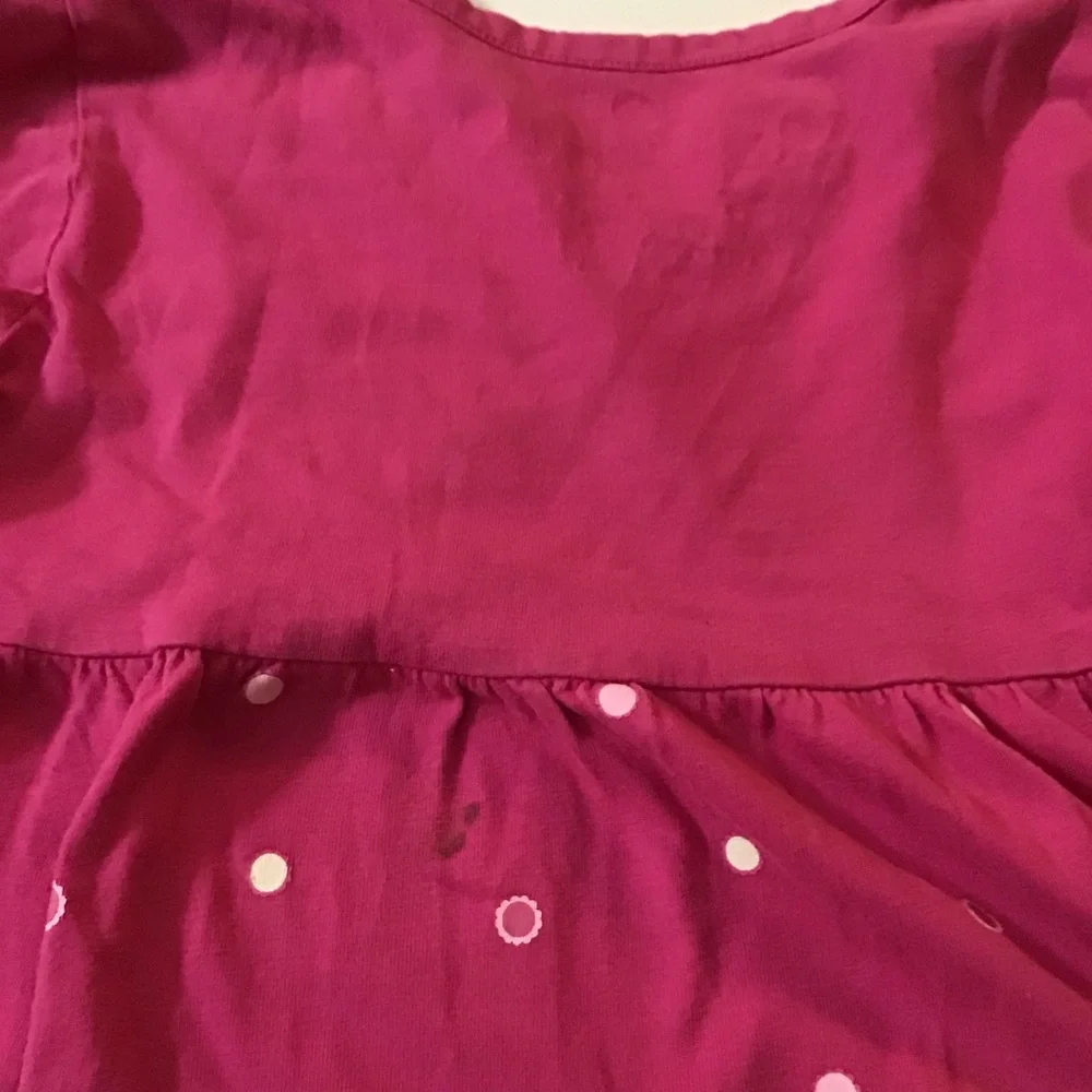 The Childrens Place Dress Girls Sz 4 Pink White Graphic Print Dots Faux Wrap